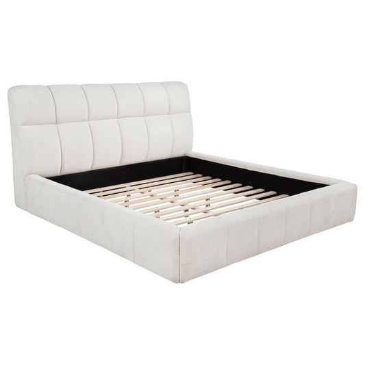 Nollet 48-inch Upholstered Queen Panel Platform Bed Cream