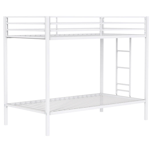 Alevera Metal Twin Over Twin Bunk Bed with Ladder White