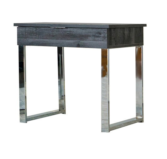 Aldine Square 1-drawer End Table Dark Charcoal and Chrome