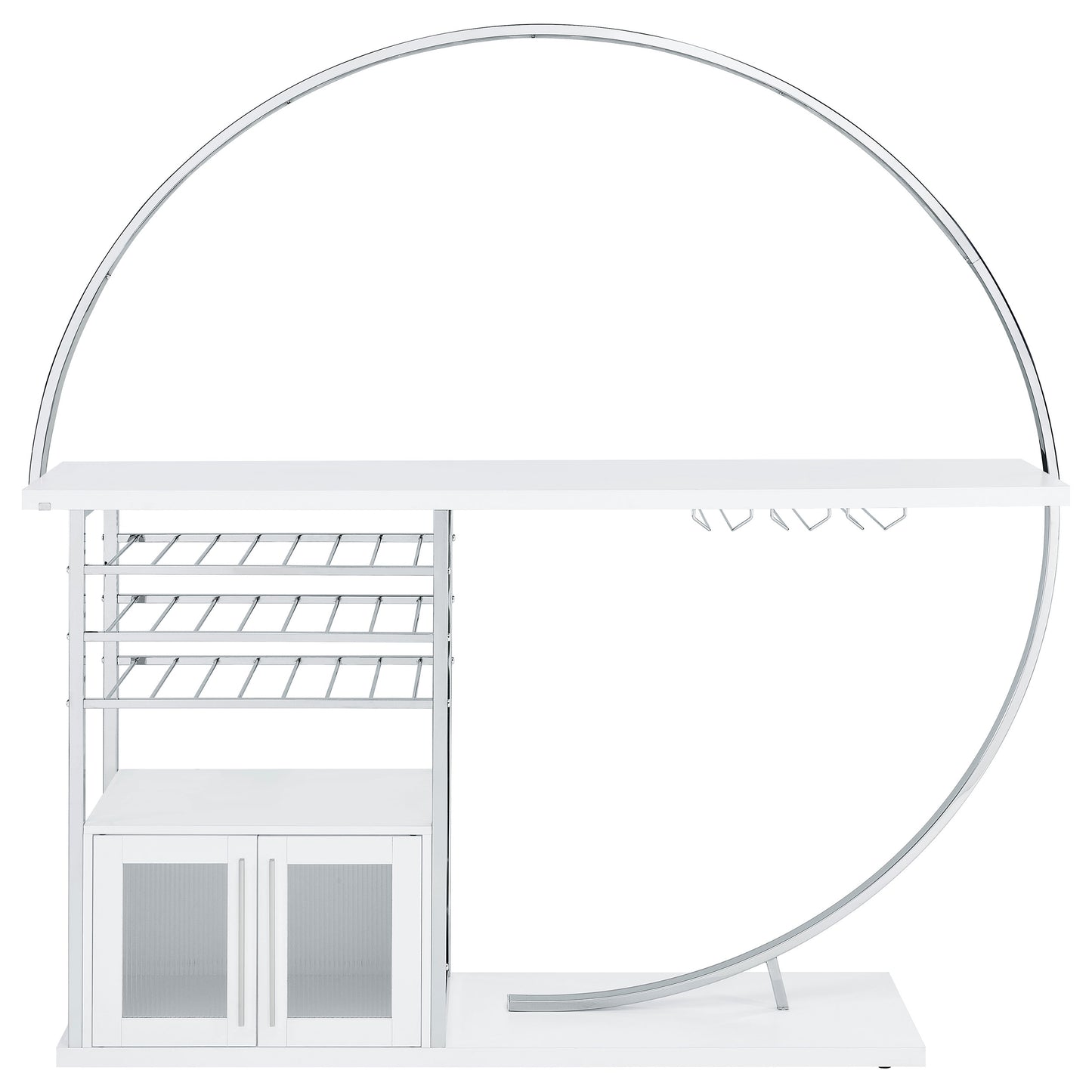 Risley 2-door Circular LED Wine Cabinet White High Gloss