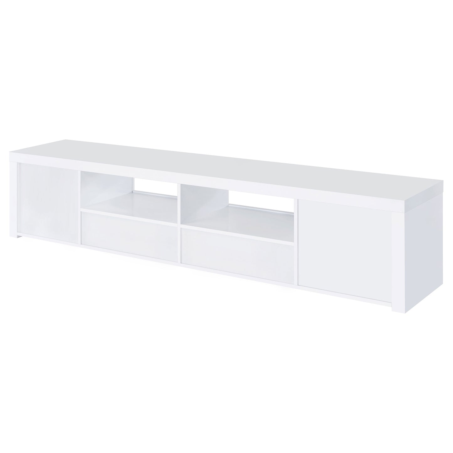 Jude 2-door 79" TV Stand With Drawers White High Gloss