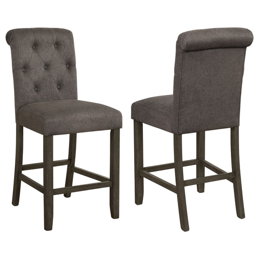 Balboa Tufted Back Counter Height Stools Grey and Rustic Brown (Set of 2)
