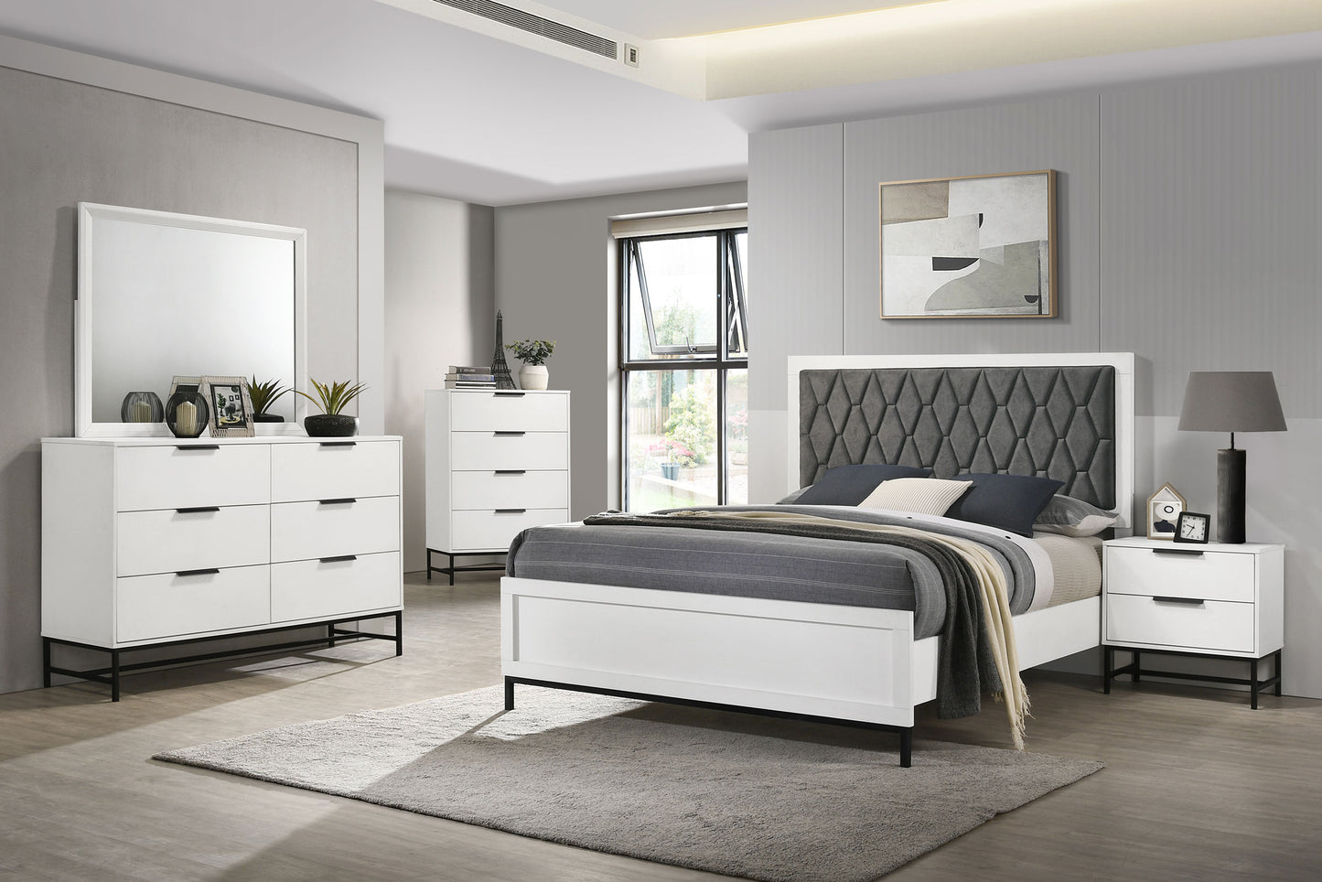 Sonora California King Upholstered Panel Bed White