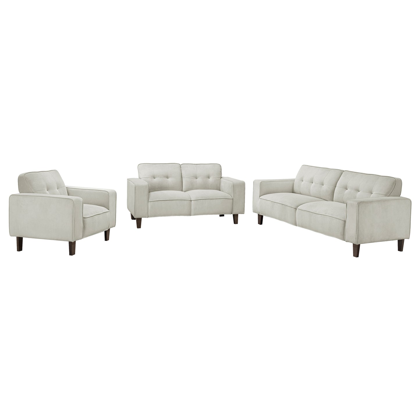 Deerhurst 3-piece Upholstered Track Arm Sofa Set Greige