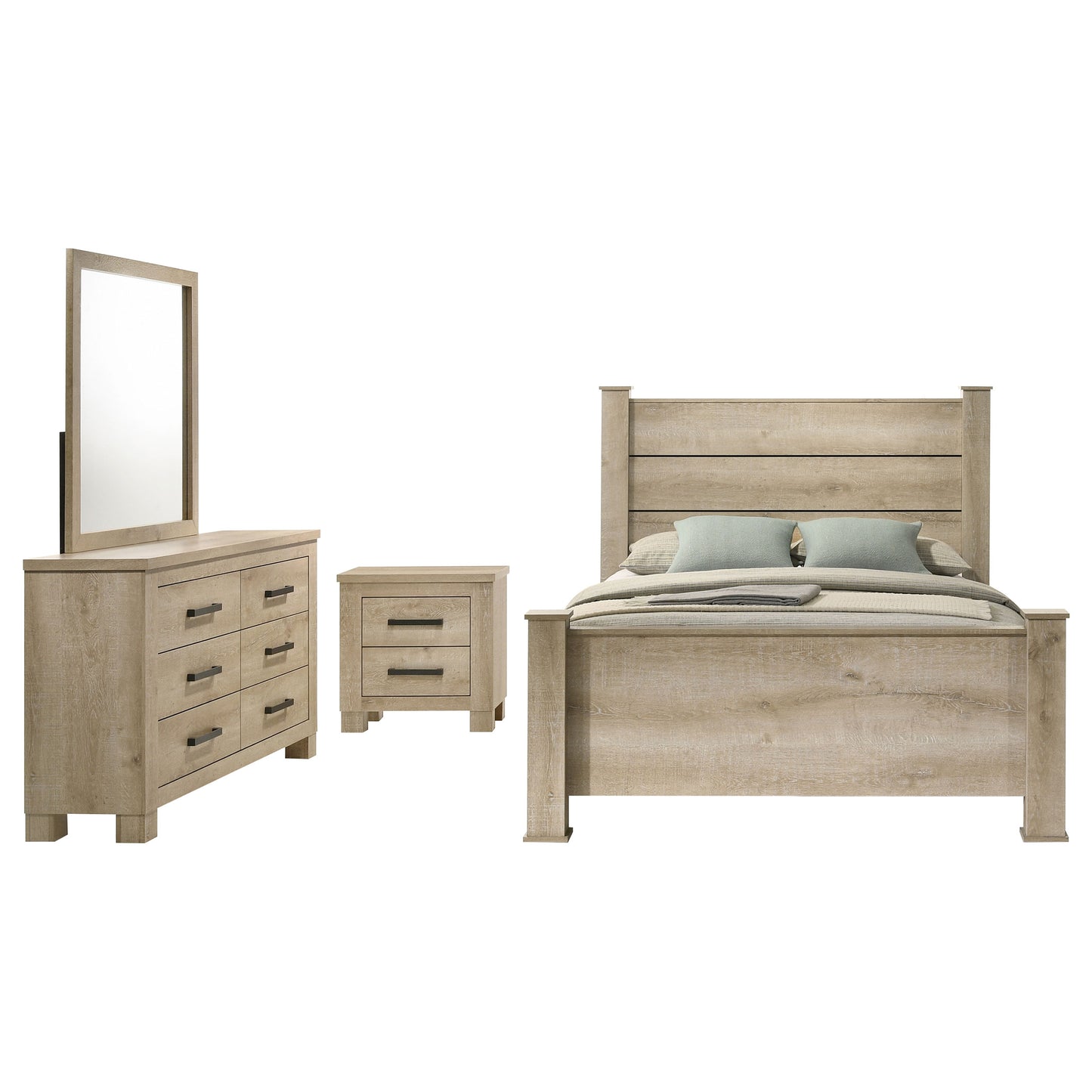 Oakglen 4-piece Eastern King Bedroom Set Weathered Oak