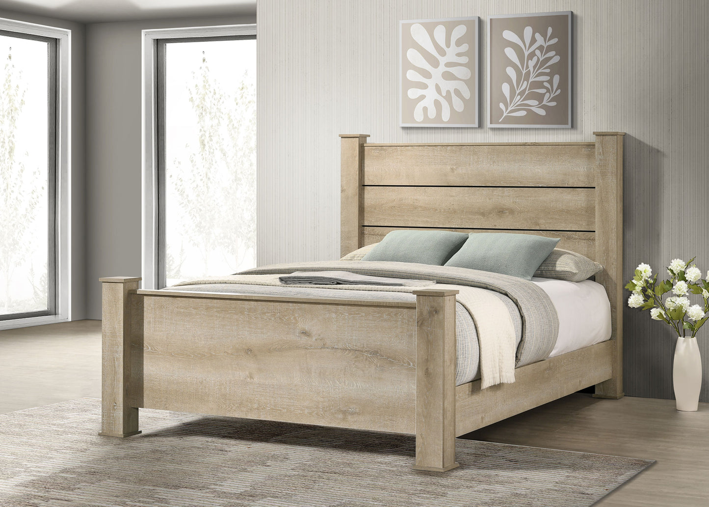Oakglen 55-inch Queen Panel Bed Weathered Oak
