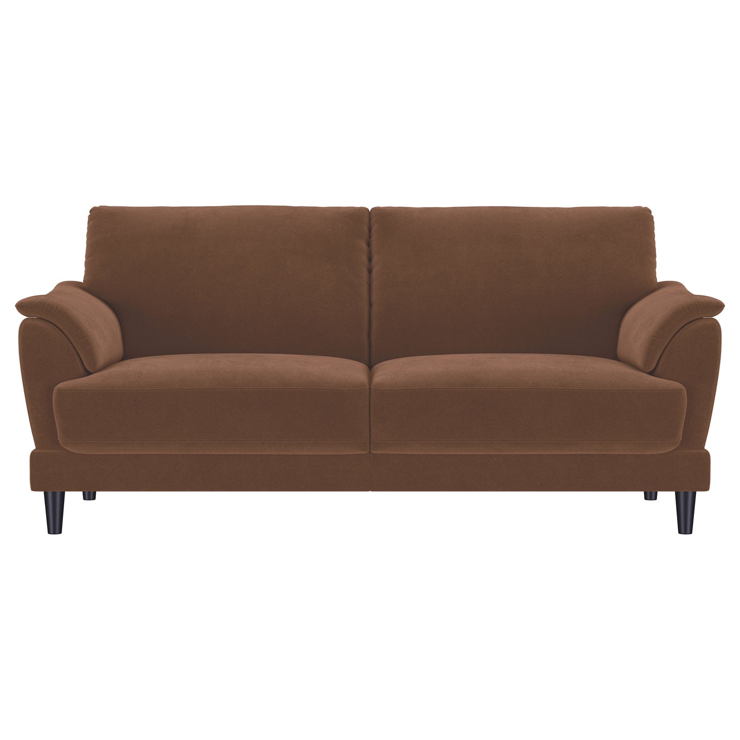 Selma Velvet Upholstered Crescent Arm Sofa Rust