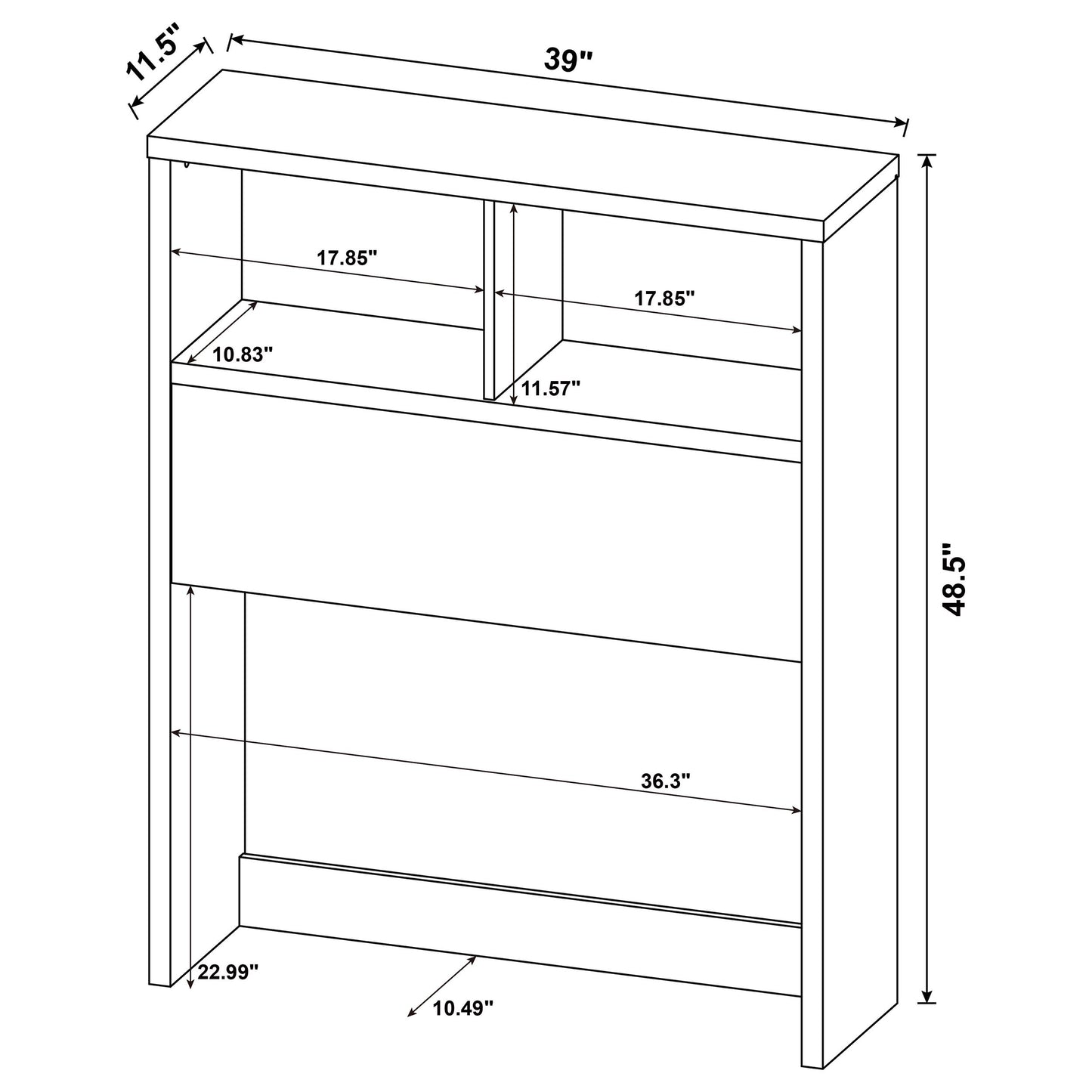 Westpark 3-piece Twin Bedroom Set Bookcase Headboard Black