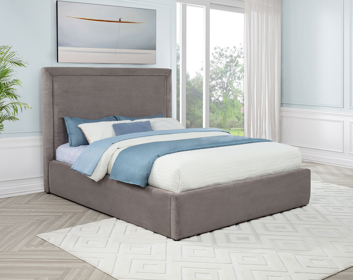 Lawson 54-inch Upholstered Queen Platform Bed Mushroom