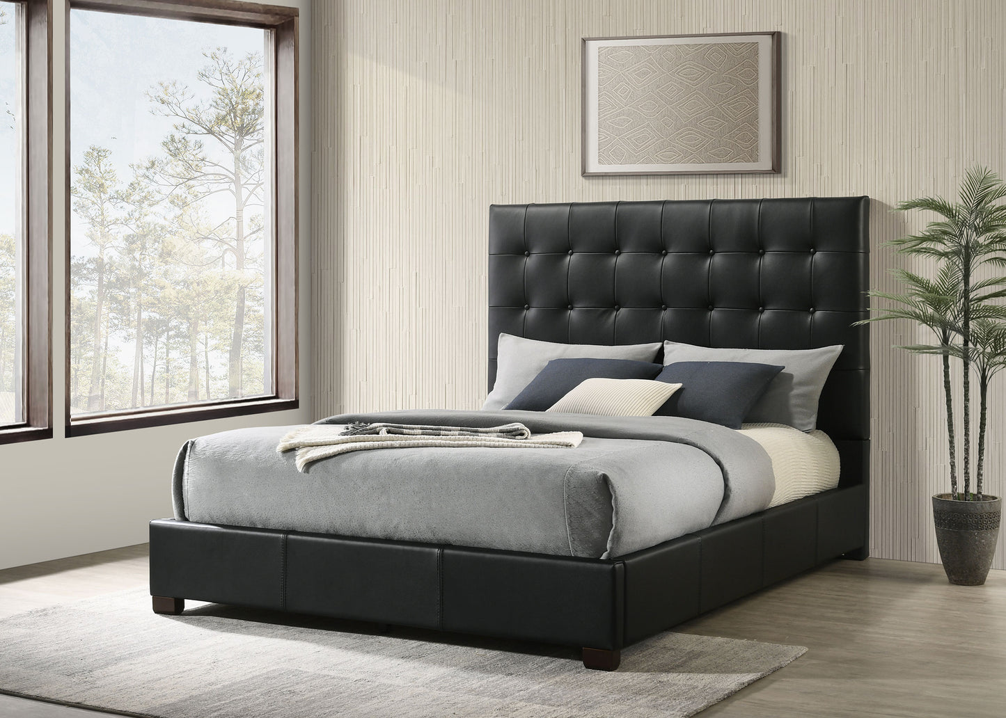 Medley Genuine Leather Eastern King Platform Bed Black