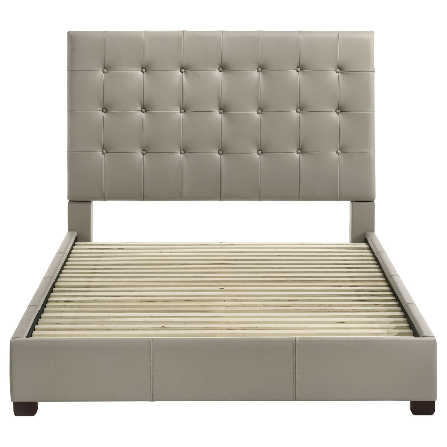 Medley Genuine Leather Queen Panel Platform Bed Tan