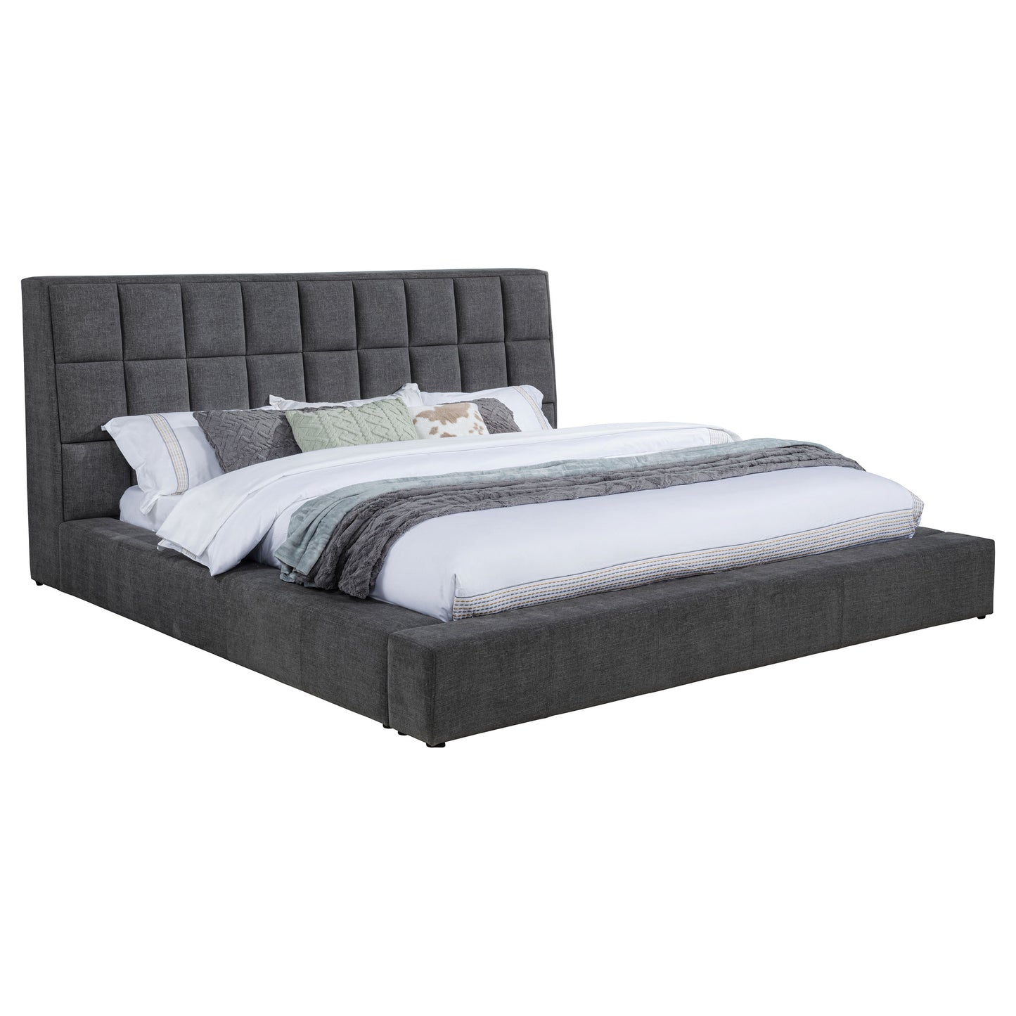 Dreux Upholstered Queen Panel Platform Bed Grey