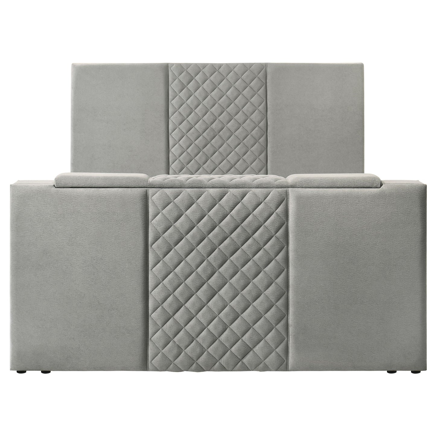 Tara 61-inch Upholstered Eastern King Panel TV Bed Grey