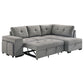 Roanne Fabric Upholstered Sleeper Sectional Sofa Grey