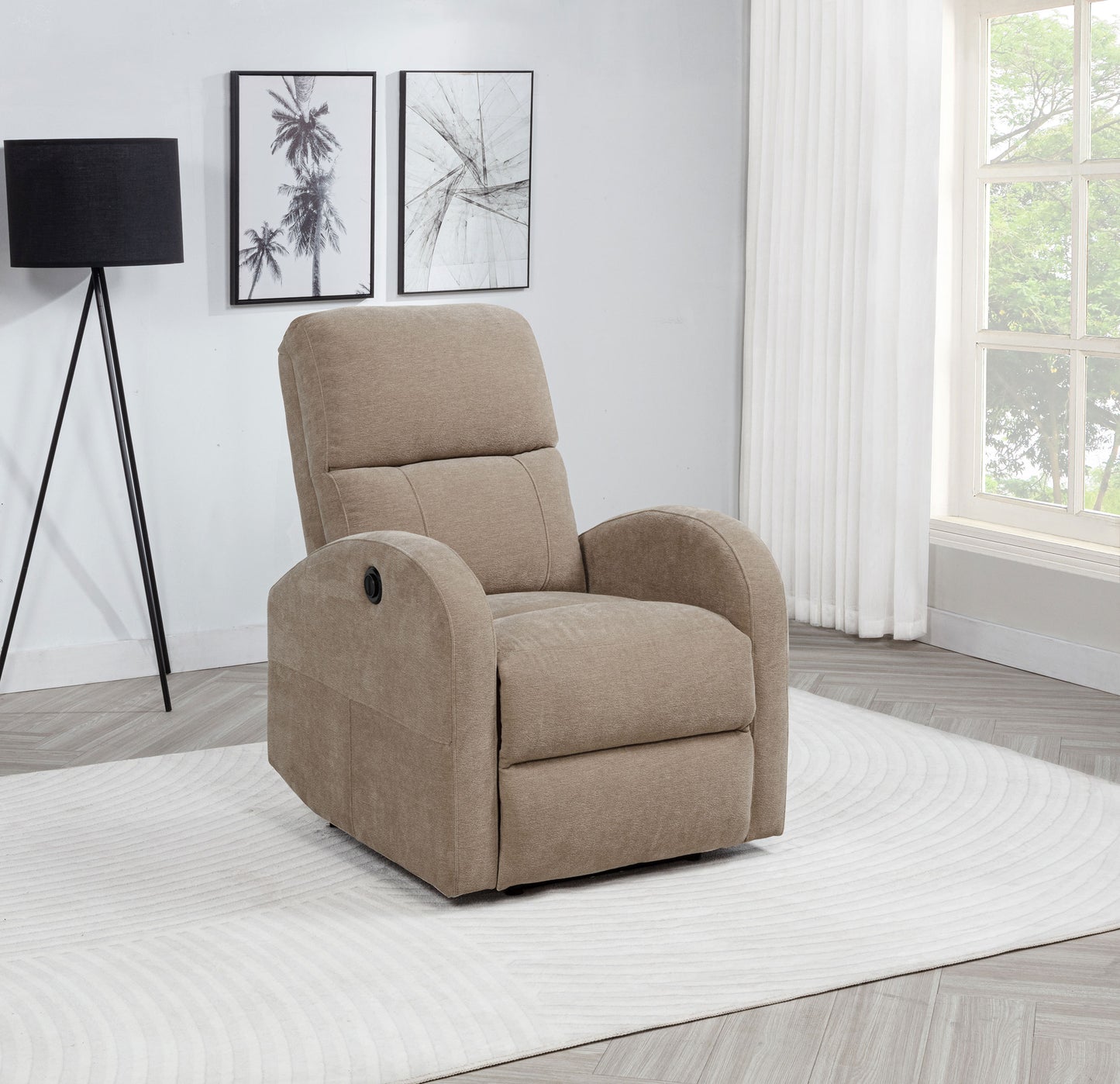 Grant Fabric Upholstered Power Recliner Chair Camel