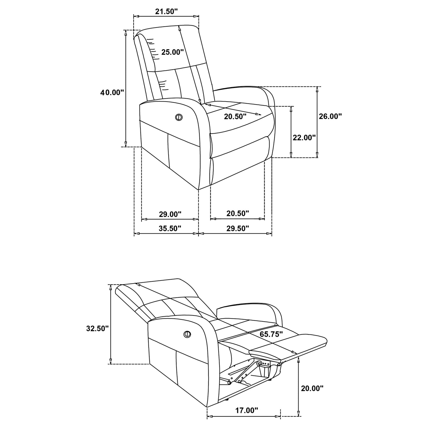 Grant Fabric Upholstered Power Recliner Chair Camel