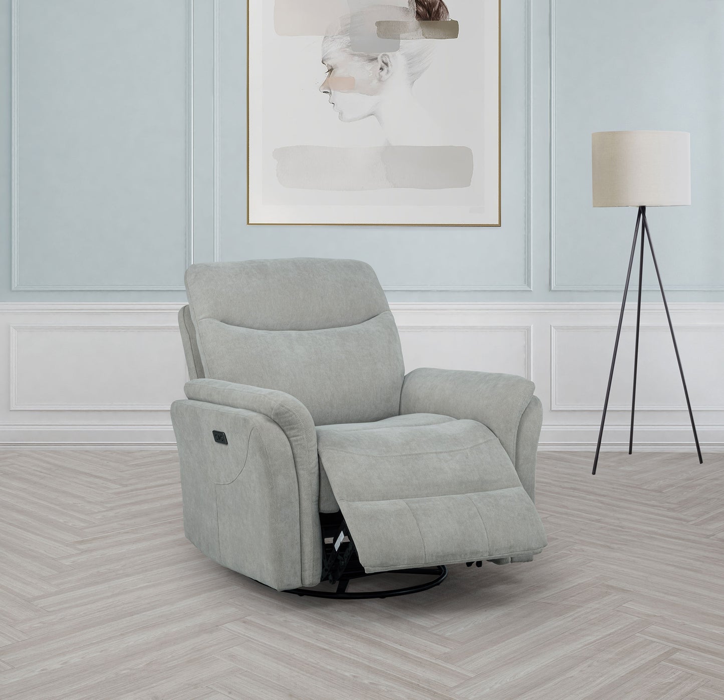 Adler Upholstered Power Swivel Glider Recliner Ivory