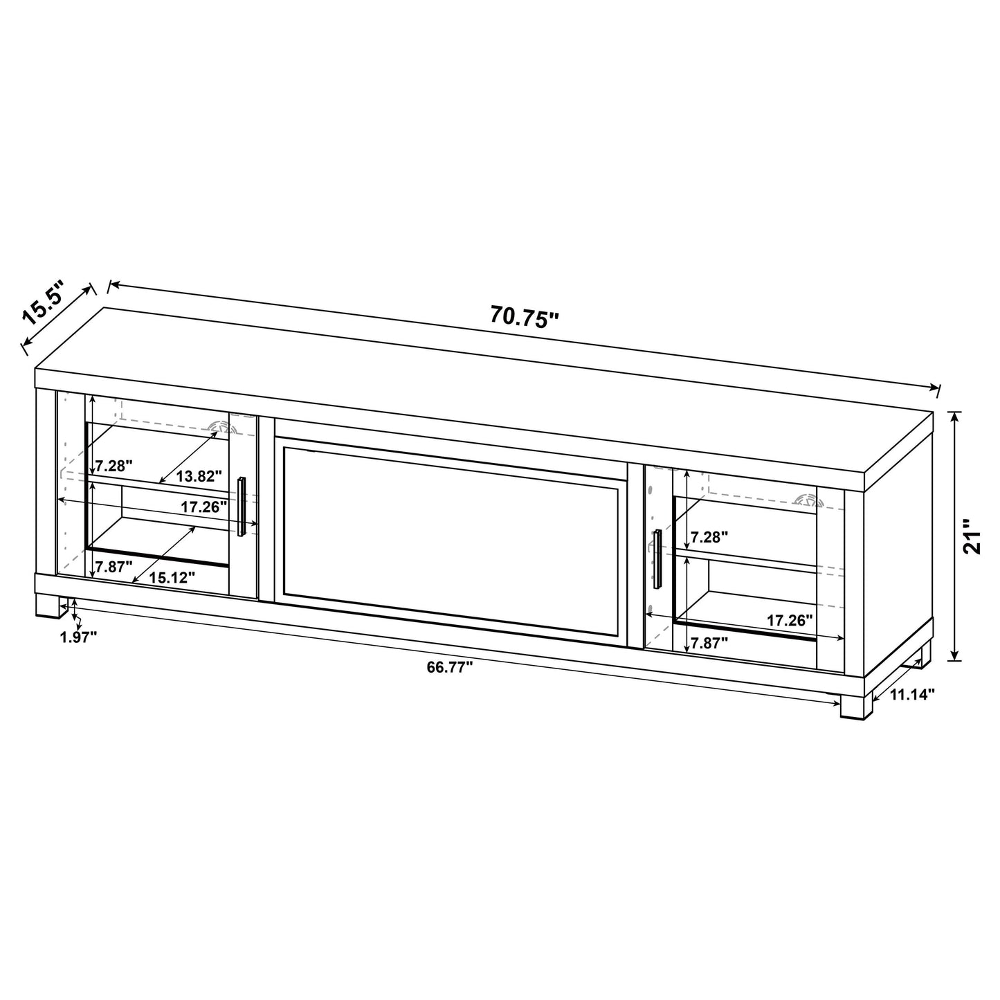 Havering 71-inch TV Stand Fireplace Media Console Dark Pine