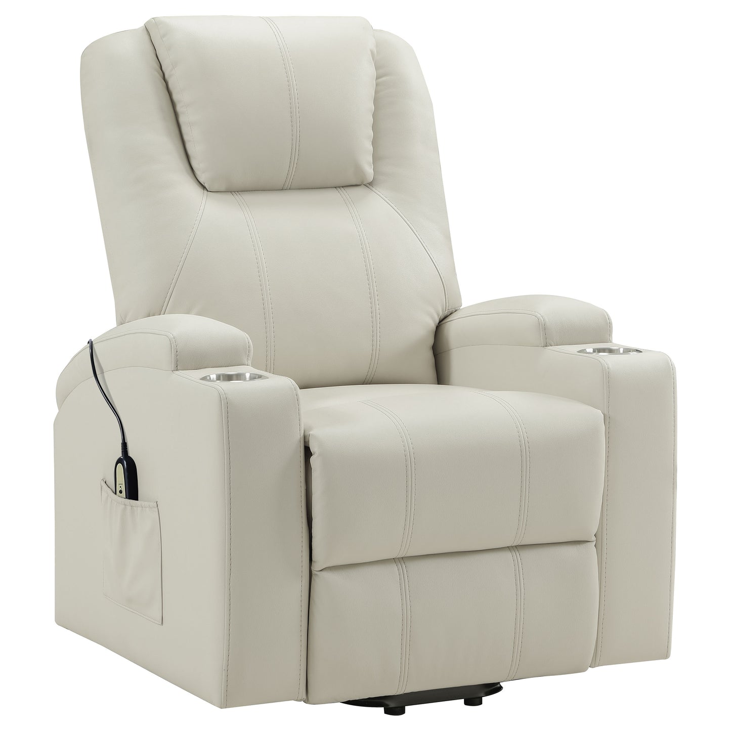 Armstrong Upholstered Power Lift Massage Recliner Ivory