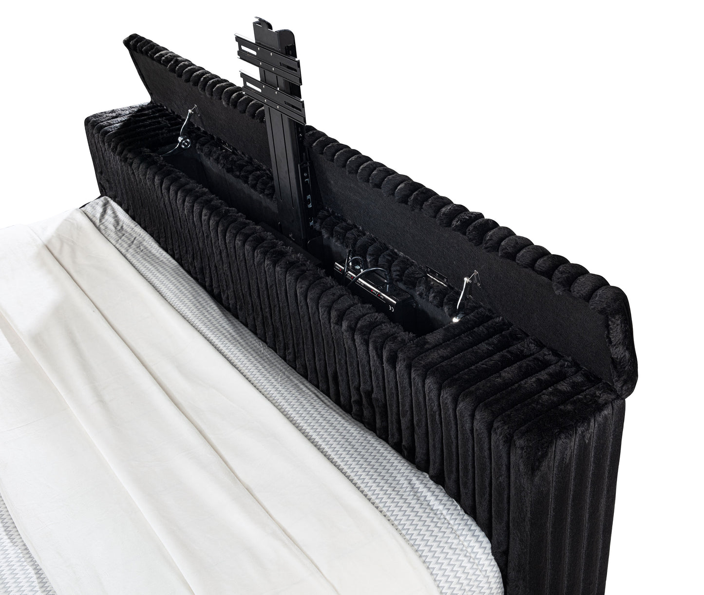 Centergrove Upholstered Queen Wingback TV Bed Black