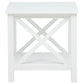 Skyview Square Pine Wood Side End Table with Shelf White