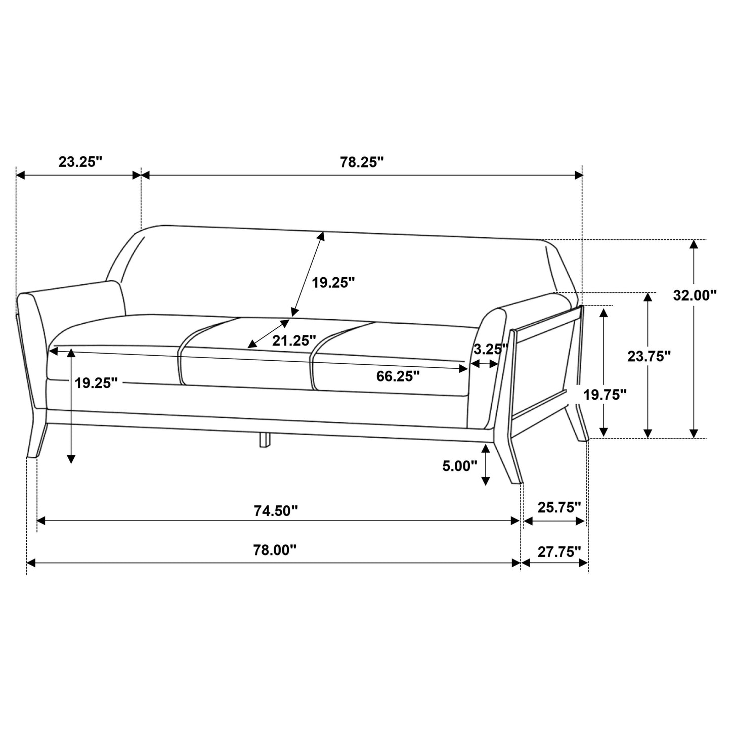 Vaughn Fabric Upholstered Flared Arm Sofa Grey