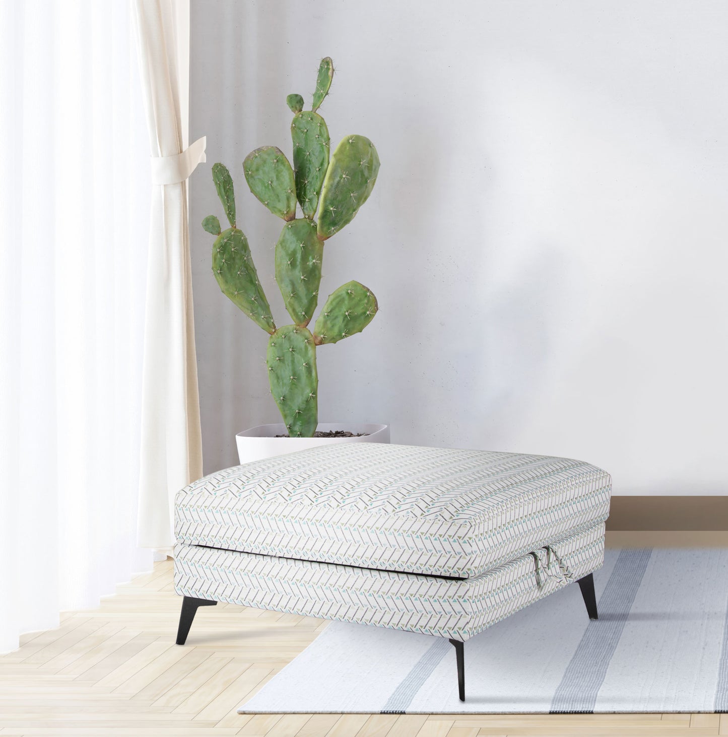 Clint Square Upholstered Tufted Storage Ottoman Aloe