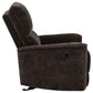 Navarro Chenille Upholstered Glider Recliner Dark Brown