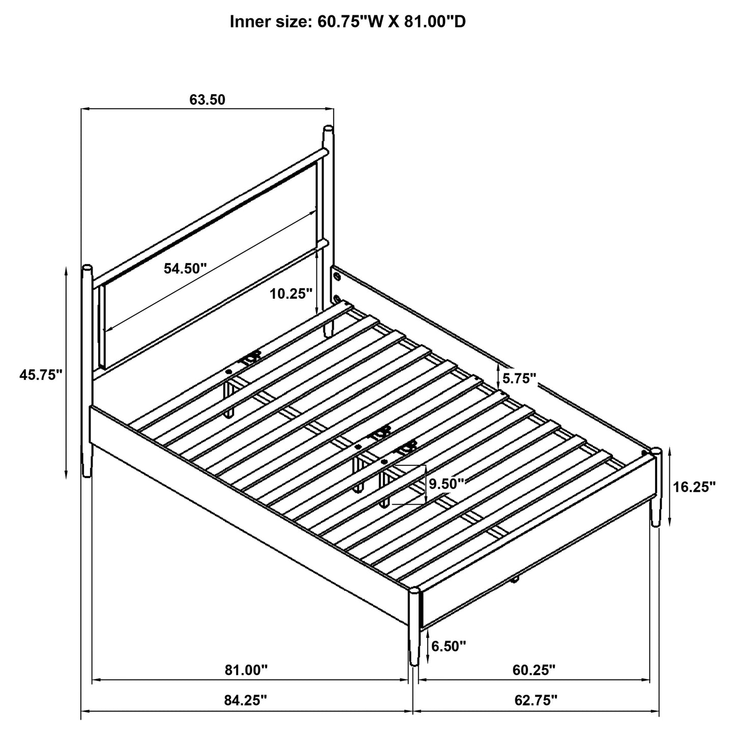 Mason 46-inch Queen Panel Platform Bed Grey and Light Brown