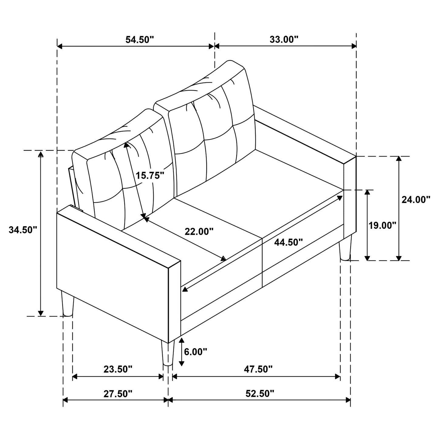 Bowen II 2-piece Fabric Upholstered Track Arm Sofa Set Rust