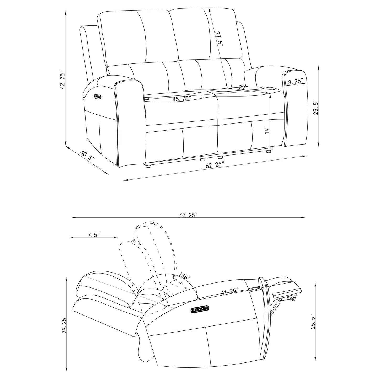Brickston 2-piece Triple Power Reclining Sofa Set Charcoal