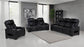 Zuma 3-piece Faux Leather Dual Power LED Sofa Set Black