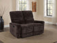 Navarro Chenille Upholstered Reclining Loveseat Dark Brown