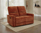 Navarro Chenille Upholstered Reclining Loveseat Burnt Orange