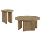 Adina 2-piece Round Coffee Table Set Distressed Light Brown
