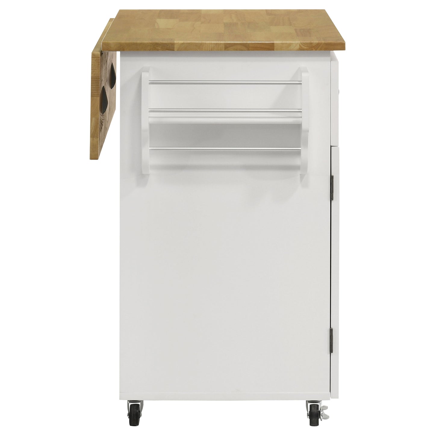 Jalen 3-door Mobile Kitchen Cart Natural Brown and White
