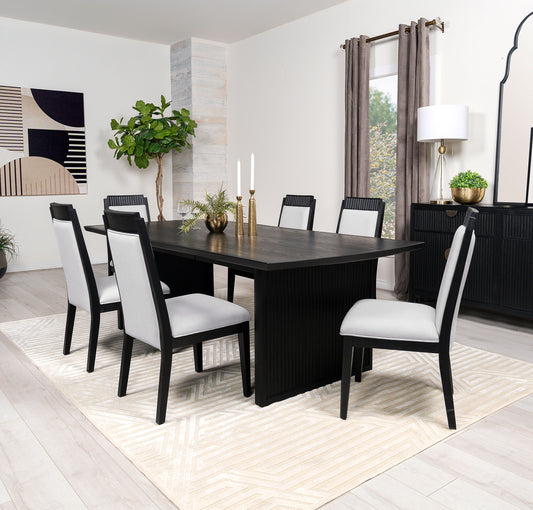 Brookmead 7-piece Rectangular Dining Set with 18" Removable Extension Leaf Black
