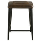 Alvaro Leather Upholstered Backless Counter Height Stool Antique Brown and Black (Set of 2)