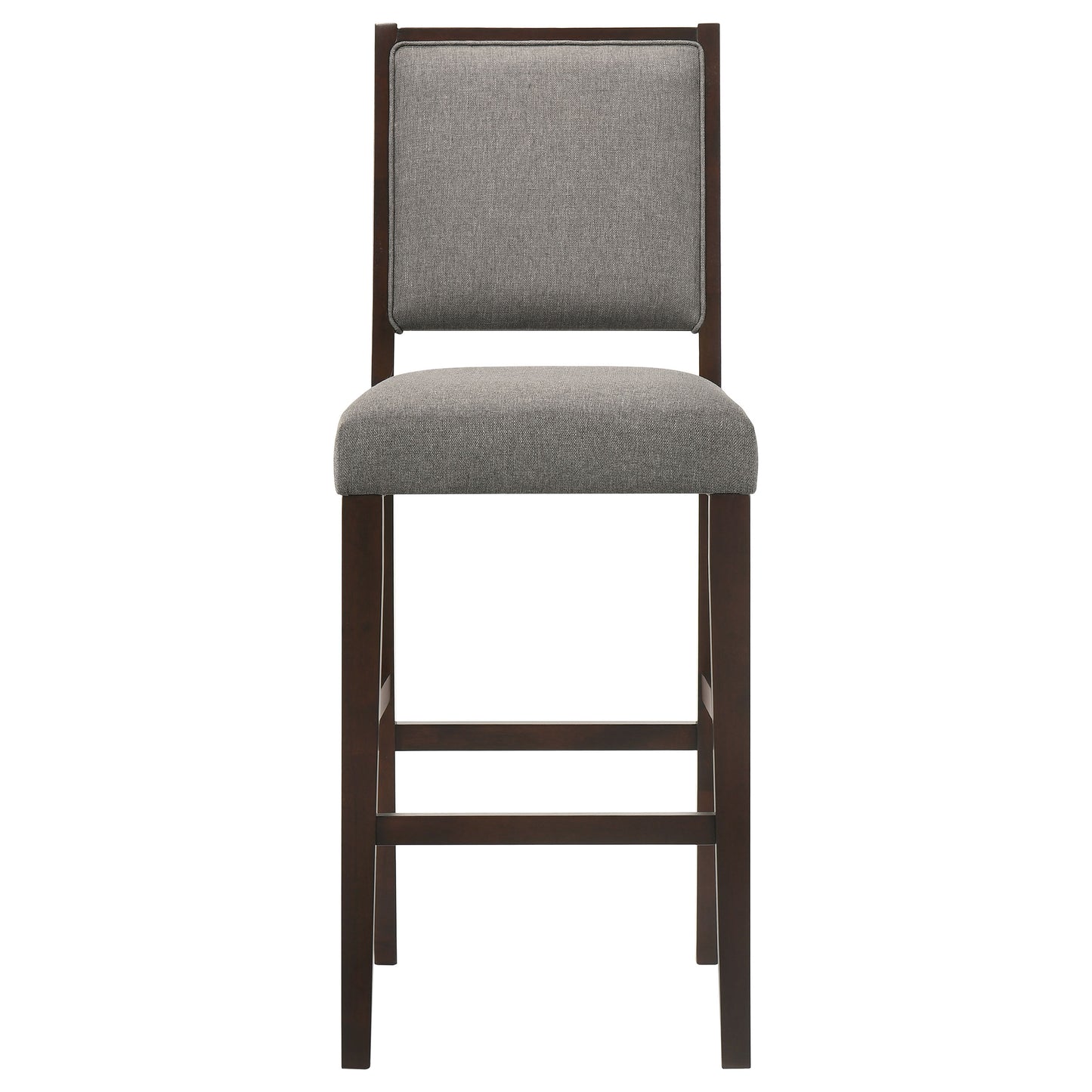 Bedford Upholstered Open Back Bar Stools with Footrest (Set of 2) Grey and Espresso