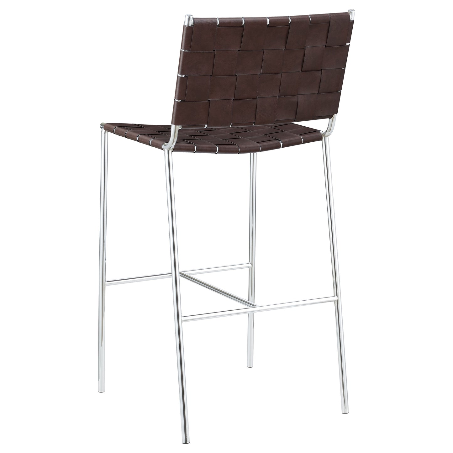 Adelaide Upholstered Bar Stool with Open Back Brown and Chrome
