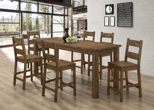 Coleman 7-piece Counter Height Dining Set Rustic Golden Brown