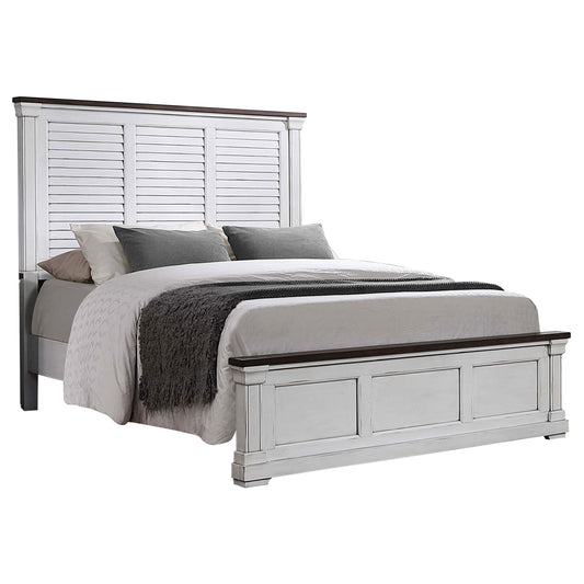 Hillcrest Wood California King Panel Bed Distressed White