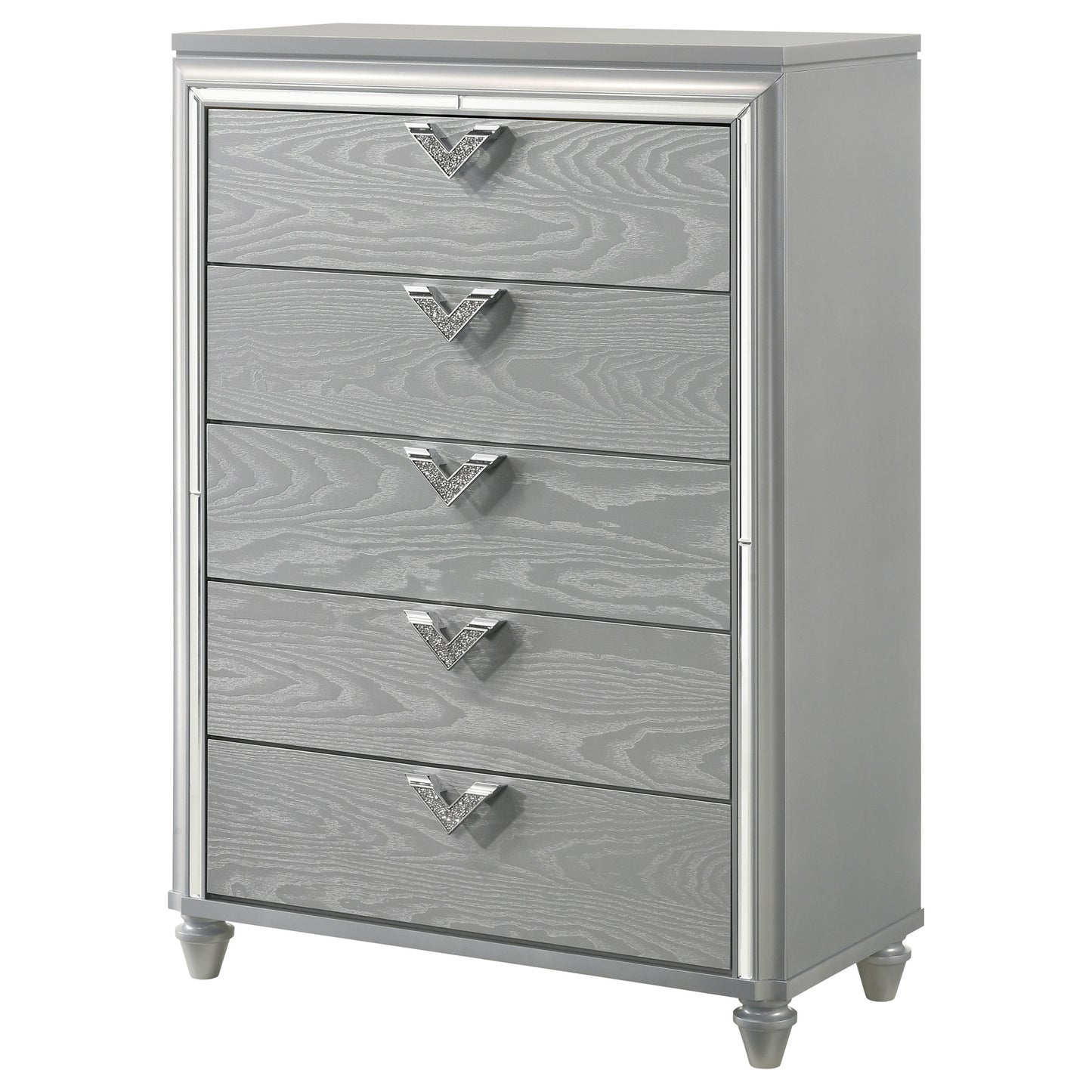 Veronica 5-drawer Bedroom Chest Light Silver