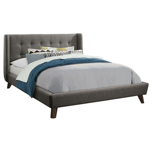 Carrington Upholstered Eastern King Wingback Bed Grey