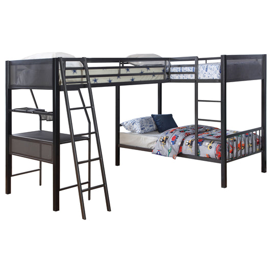 Meyers 2-piece Metal Twin Over Twin Bunk Bed Set Black and Gunmetal
