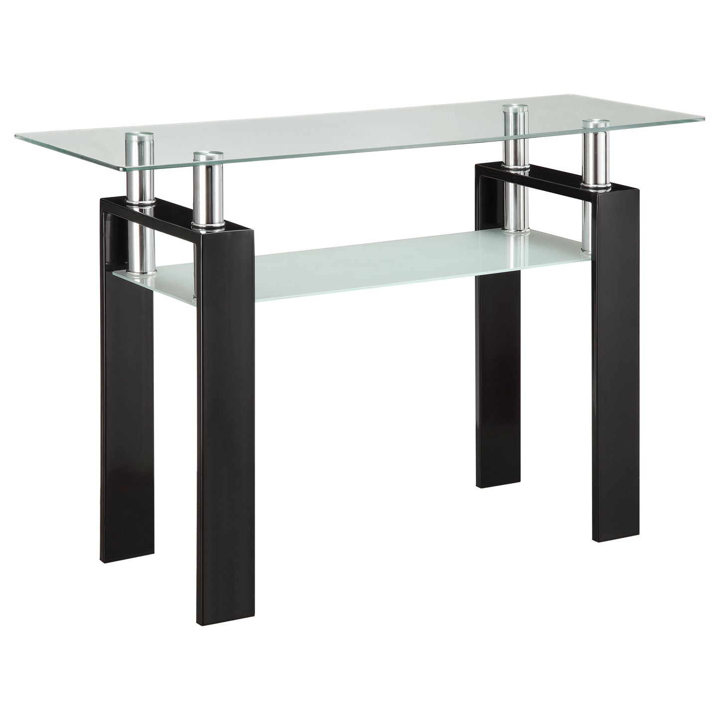 Dyer Tempered Glass Sofa Table with Shelf Black