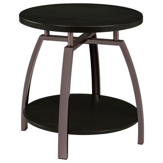 Dacre Round Engineered Wood Top Side End Table Dark Grey