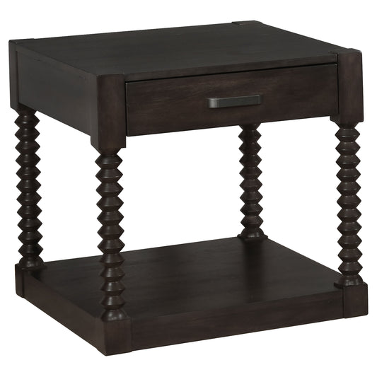 Meredith 1-drawer Rectangular Side End Table Coffee Bean