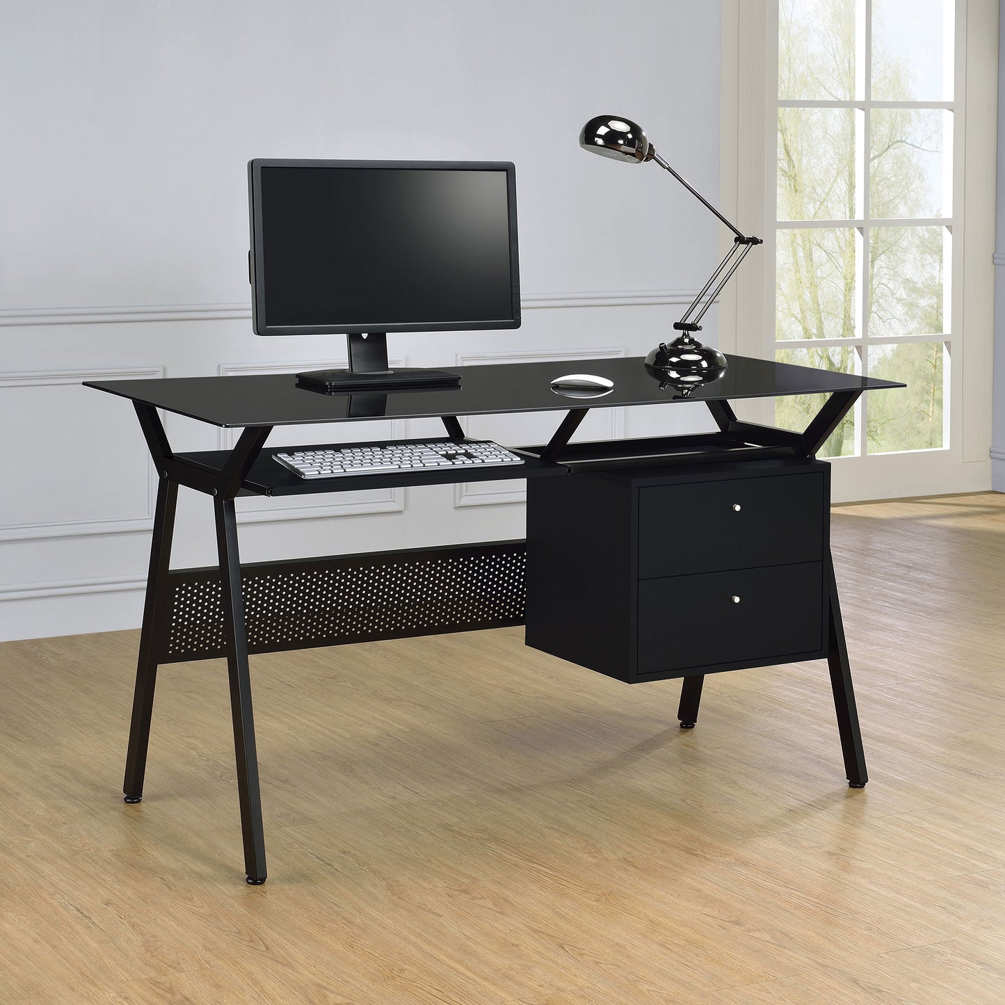 Weaving 2-drawer Computer Desk Black
