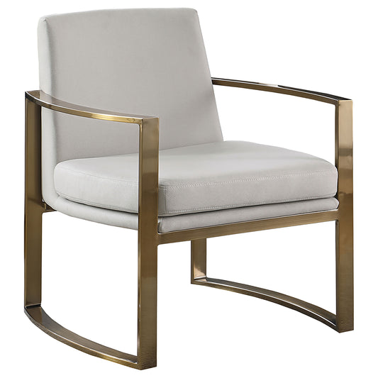 Cory Concave Metal Arm Accent Chair Cream and Bronze